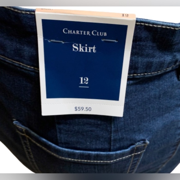 Charter Club Womens Jean Skirt Size 12 Stretch Denim Bottoms Button Front - Picture 3 of 4